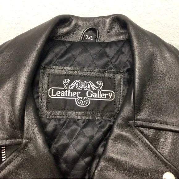 Classic Black Leather Biker Jacket - Picture 6 of 15